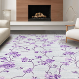 Ultra Soft Area Rug, Non Slip, Stain Resistant, Washable Area Rugs for Living Room, Bedroom, Rustic Light Floral Charm(Purple)