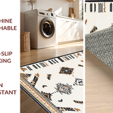 Ultra Soft Area Rug, Non Slip, Stain Resistant, Washable Area Rugs for Living Room, Bedroom, Artful Striped Cultural Weave(Beige)