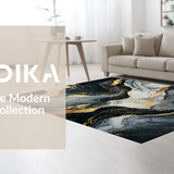 Ultra Soft Area Rug, Non Slip, Stain Resistant, Washable Area Rugs for Living Room, Bedroom, Sophisticated Curved Pattern Design(Black)