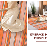 Ultra Soft Area Rug, Non Slip, Stain Resistant, Washable Area Rugs for Living Room, Bedroom, Eclectic Color Palette Striped Motif(Orange)