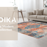 Ultra Soft Area Rug, Non Slip, Stain Resistant, Washable Area Rugs for Living Room, Bedroom, Sophisticated Lattice Style in Soft Tones(Orange)