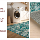 Ultra Soft Area Rug, Non Slip, Stain Resistant, Washable Area Rugs for Living Room, Bedroom, Elegant Distressed Medallion Aesthetic(Green)