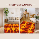 Ultra Soft Area Rug, Non Slip, Stain Resistant, Washable Area Rugs for Living Room, Bedroom, Lively Lava Stream Concept(Orange)