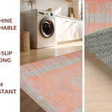 Ultra Soft Area Rug, Non Slip, Stain Resistant, Washable Area Rugs for Living Room, Bedroom, Transitional Striped Pastel Elegance(Orange)