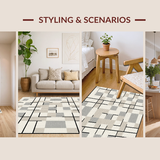 Ultra Soft Area Rug, Non Slip, Stain Resistant, Washable Area Rugs for Living Room, Bedroom, Elegant Abstract Neutral Pattern(Ivory)