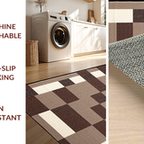 Ultra Soft Area Rug, Non Slip, Stain Resistant, Washable Area Rugs for Living Room, Bedroom, Dynamic Stylish Monochrome Check Design(Brown)