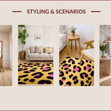 Ultra Soft Area Rug, Non Slip, Stain Resistant, Washable Area Rugs for Living Room, Bedroom, Golden and Black Leopard Entryway Soft Rug(Beige)