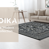Ultra Soft Area Rug, Non Slip, Stain Resistant, Washable Area Rugs for Living Room, Bedroom, Rustic Ogee Design with Warm Tones(Black)