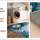 Ultra Soft Area Rug, Non Slip, Stain Resistant, Washable Area Rugs for Living Room, Bedroom, Elegant Gray Blue Floral Vibes(Gray)