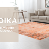Ultra Soft Area Rug, Non Slip, Stain Resistant, Washable Area Rugs for Living Room, Bedroom, Rustic Vintage Tiled Design(Orange)