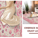 Ultra Soft Area Rug, Non Slip, Stain Resistant, Washable Area Rugs for Living Room, Bedroom, Artful Vintage-Inspired Ogee Shape(Pink)
