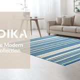 Ultra Soft Area Rug, Non Slip, Stain Resistant, Washable Area Rugs for Living Room, Bedroom, Rustic Textured Ivory Patterns(Blue)
