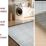 Ultra Soft Area Rug, Non Slip, Stain Resistant, Washable Area Rugs for Living Room, Bedroom, Sleek Silver Geometric Motif(Gray)