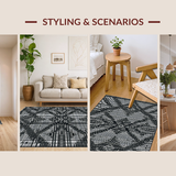Ultra Soft Area Rug, Non Slip, Stain Resistant, Washable Area Rugs for Living Room, Bedroom, Sleek Geometric Linear Motif(Gray)