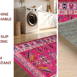 Ultra Soft Area Rug, Non Slip, Stain Resistant, Washable Area Rugs for Living Room, Bedroom, Bold Pastel Floral Theme(Pink)