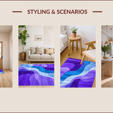 Ultra Soft Area Rug, Non Slip, Stain Resistant, Washable Area Rugs for Living Room, Bedroom, Vibrant Abstract Swirl Motif(Purple)