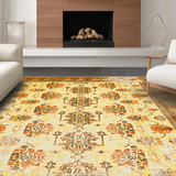 Ultra Soft Area Rug, Non Slip, Stain Resistant, Washable Area Rugs for Living Room, Bedroom, Chic Vintage Tiled Arrangement(Yellow)