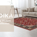 Ultra Soft Area Rug, Non Slip, Stain Resistant, Washable Area Rugs for Living Room, Bedroom, Cozy Distressed Linear Patterns(Red)