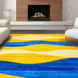 Ultra Soft Area Rug, Non Slip, Stain Resistant, Washable Area Rugs for Living Room, Bedroom, Lively Eclectic Circular Elements(Yellow)