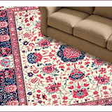 Ultra Soft Area Rug, Non Slip, Stain Resistant, Washable Area Rugs for Living Room, Bedroom, Floral Vintage Washable Nursery Area Carpet(White)