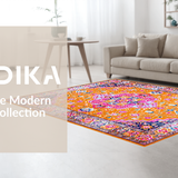 Ultra Soft Area Rug, Non Slip, Stain Resistant, Washable Area Rugs for Living Room, Bedroom, Contemporary Lattice Pattern Charm(Orange)