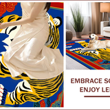 Ultra Soft Area Rug, Non Slip, Stain Resistant, Washable Area Rugs for Living Room, Bedroom, Vibrant Tribal Animal Motif(Blue)