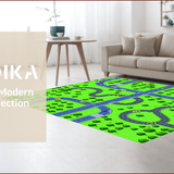 Ultra Soft Area Rug, Non Slip, Stain Resistant, Washable Area Rugs for Living Room, Bedroom, Brightly Colored Urban Grid Layout(Green)