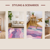 Ultra Soft Area Rug, Non Slip, Stain Resistant, Washable Area Rugs for Living Room, Bedroom, Vibrant Multicolored Artful Design(Pink)