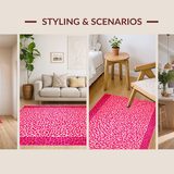Ultra Soft Area Rug, Non Slip, Stain Resistant, Washable Area Rugs for Living Room, Bedroom, Bright Cheerful Wild Animal Design(Pink)