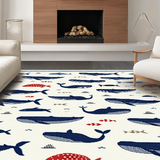 Ultra Soft Area Rug, Non Slip, Stain Resistant, Washable Area Rugs for Living Room, Bedroom, Artistic Underwater Scene Rug(White)