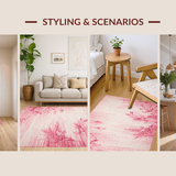 Ultra Soft Area Rug, Non Slip, Stain Resistant, Washable Area Rugs for Living Room, Bedroom, Chic Scallop Frame Rug with Large Bow and Curved Silhouette(Pink)