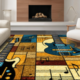 Ultra Soft Area Rug, Non Slip, Stain Resistant, Washable Area Rugs for Living Room, Bedroom, Artistic Bold Musician's Palette(Brown)
