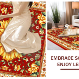 Ultra Soft Area Rug, Non Slip, Stain Resistant, Washable Area Rugs for Living Room, Bedroom, Sunkissed Round Nature Inspired Look(Red)