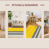 Ultra Soft Area Rug, Non Slip, Stain Resistant, Washable Area Rugs for Living Room, Bedroom, Microfiber Striped Shower(Yellow)