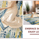 Ultra Soft Area Rug, Non Slip, Stain Resistant, Washable Area Rugs for Living Room, Bedroom, Vibrant Boho Tribal Motif(Yellow)
