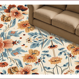 Ultra Soft Area Rug, Non Slip, Stain Resistant, Washable Area Rugs for Living Room, Bedroom, Faded Floral Bedroom Carpet for Minimal Living(Beige)