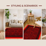 Ultra Soft Area Rug, Non Slip, Stain Resistant, Washable Area Rugs for Living Room, Bedroom, Vibrant Abstract Spider Design(Red)