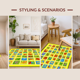 Ultra Soft Area Rug, Non Slip, Stain Resistant, Washable Area Rugs for Living Room, Bedroom, Lively Kaleidoscopic Educational Display(Yellow)