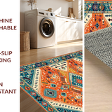 Ultra Soft Area Rug, Non Slip, Stain Resistant, Washable Area Rugs for Living Room, Bedroom, Earthy Toned Diamond Design(Orange)