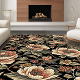 Ultra Soft Area Rug, Non Slip, Stain Resistant, Washable Area Rugs for Living Room, Bedroom, Sophisticated Geometric Leaf Arrangement(Black)
