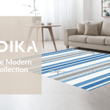 Ultra Soft Area Rug, Non Slip, Stain Resistant, Washable Area Rugs for Living Room, Bedroom, Whimsical Striped Seaside Charm(Blue)