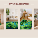 Ultra Soft Area Rug, Non Slip, Stain Resistant, Washable Area Rugs for Living Room, Bedroom, Educational Earth Tones Map Motif(Green)