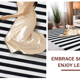 Ultra Soft Area Rug, Non Slip, Stain Resistant, Washable Area Rugs for Living Room, Bedroom, Modern Stripe Fusion Rug with Bold Linear Geometry and Contrasting Bands Design(Black)