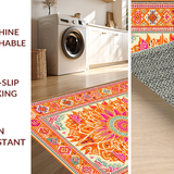 Ultra Soft Area Rug, Non Slip, Stain Resistant, Washable Area Rugs for Living Room, Bedroom, Vibrant Semi-Circular Rainbow Design(Orange)