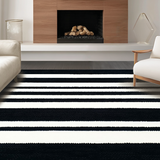 Ultra Soft Area Rug, Non Slip, Stain Resistant, Washable Area Rugs for Living Room, Bedroom, Transitional Geometric Line Art(Black)