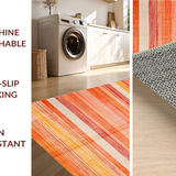 Ultra Soft Area Rug, Non Slip, Stain Resistant, Washable Area Rugs for Living Room, Bedroom, Modern Striped Geometry in Bright Tones(Orange)