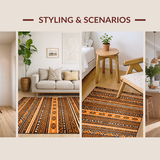 Ultra Soft Area Rug, Non Slip, Stain Resistant, Washable Area Rugs for Living Room, Bedroom, Chic Textured Retro Aesthetic(Orange)