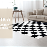Ultra Soft Area Rug, Non Slip, Stain Resistant, Washable Area Rugs for Living Room, Bedroom, Mid-Century Aesthetic Kids Room Furry Area Rug(Black)