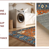Ultra Soft Area Rug, Non Slip, Stain Resistant, Washable Area Rugs for Living Room, Bedroom, Eclectic Paisley Floral Fusion(Orange)