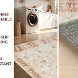 Ultra Soft Area Rug, Non Slip, Stain Resistant, Washable Area Rugs for Living Room, Bedroom, Tranquil Earthy Medallion Influence(Beige)